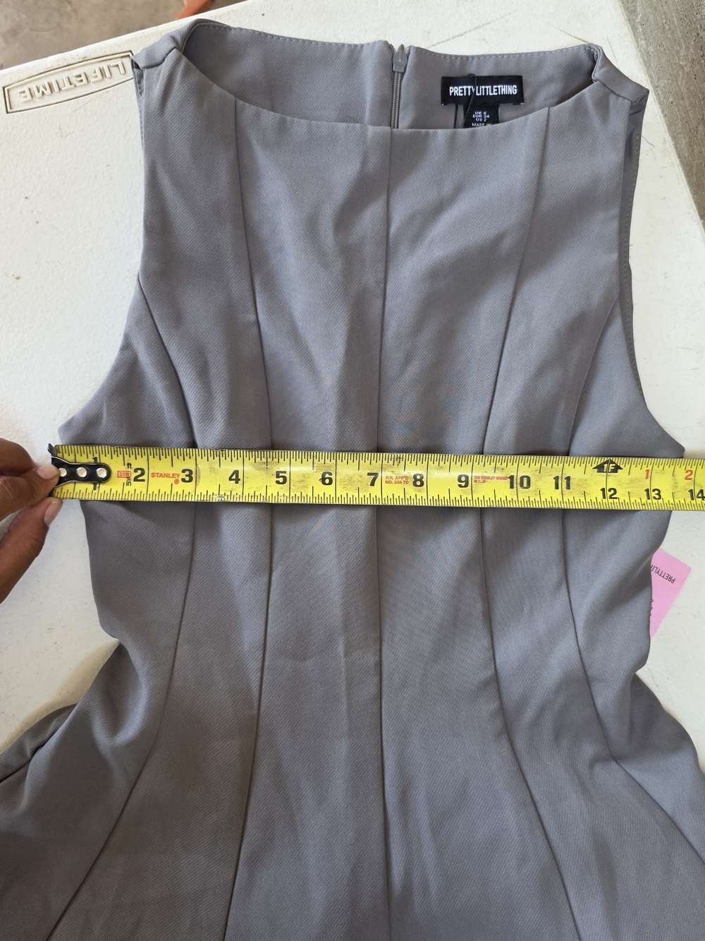 PrettyLittleThing NWT Charcoal Gray Pleated Shift Dress Skater Mini US 2 - Picture 9 of 10